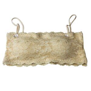 Sexy Cream Bralette Crop Top Lace Bandeau Adjustable Straps Removable Pads - NEW